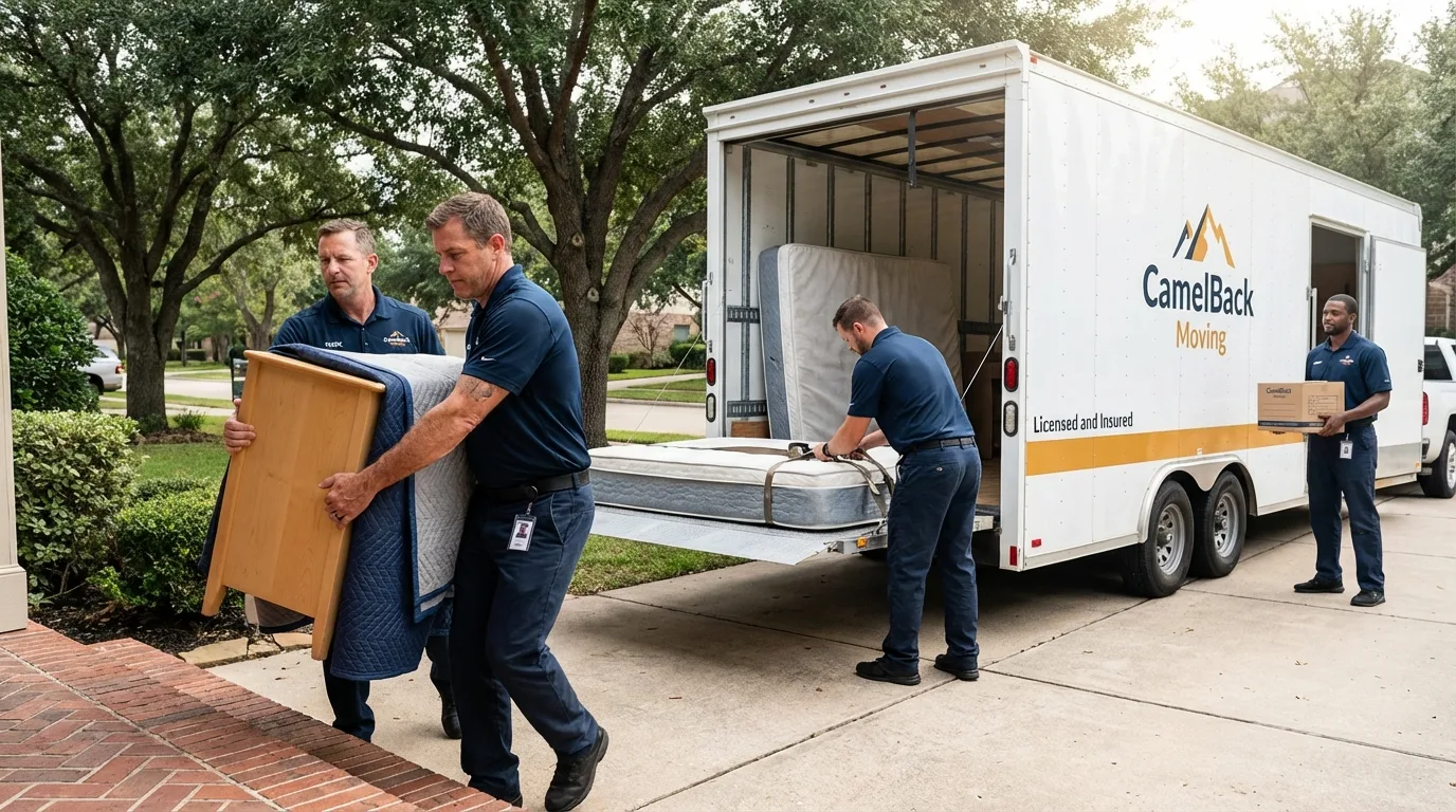 Crew loading residential truck for cross-state move from Berkley, MI