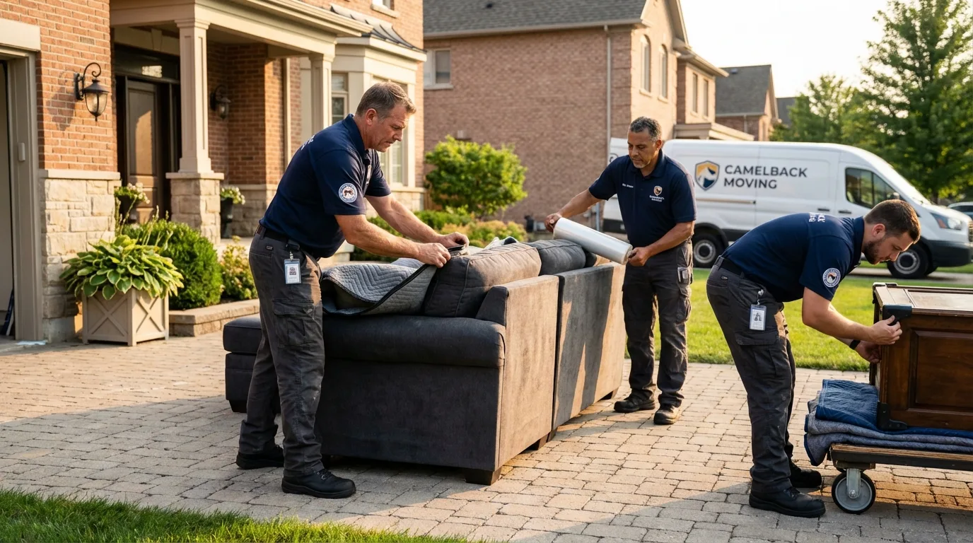Large estate moving crew wrapping furniture in Berkley, MI
